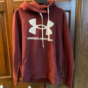 Under Armour Rival Fleece Big Logo Hoodie Sweatshirt Size XL Loose  Maroon